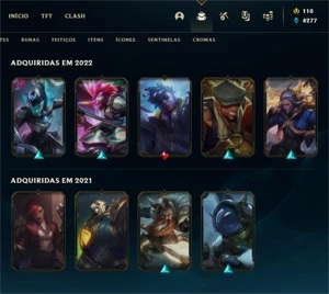 Conta LOL ouro 2 (platina 4 flex) 57% WinRate 9 Skins Lindas - League of Legends