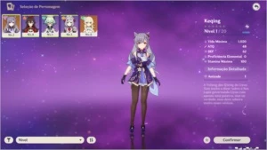 Conta com Keqing, Sucrose e Noelle - AR 5 - Genshin Impact