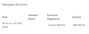 conta com 100 reais gastos no valorant, 36 skins lol ouro3