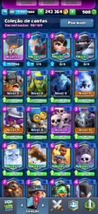Conta Clash Royale nível 30 com 243k de Moedas e 900 Gemas
