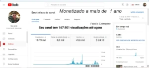 Canal youtube com 5 mil inscritos monetizado - Redes Sociais