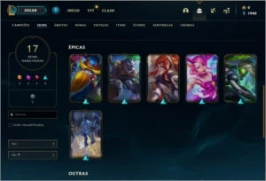 Conta prata 1 com 17 skins e 63 champs - League of Legends LOL