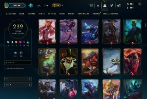Unranked com TODOS os Champs e 239 Skins +3 Prestigios - League of Legends LOL