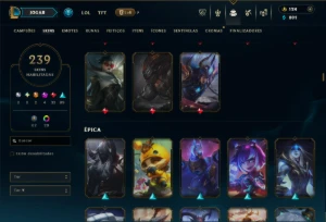 Unranked com TODOS os Champs e 239 Skins +3 Prestigios - League of Legends LOL