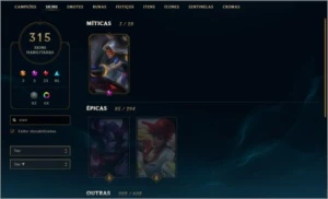 conta lol com todos os champs e skins raras - League of Legends
