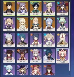 Conta AR 54 Zhongli, Ganyu, Keqing, Mona, Venti, Jean - Genshin Impact