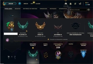 Conta Platina 4 com 94 Champs e 83 Skins + 4 Vitoriosas - League of Legends LOL