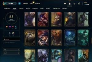 Conta Platina 4 com 94 Champs e 83 Skins + 4 Vitoriosas - League of Legends LOL