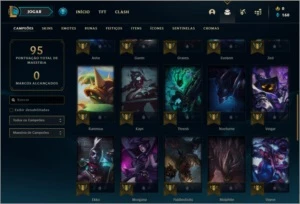 Conta unranked (ex platina) com 8 skins e 40 champs - League of Legends LOL