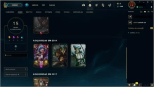 Conta Diamante 4, 42 campeões, 15 skins + 8 skins no espólio - League of Legends LOL