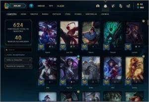 Conta platina 2 com TODOS os champs e 146 skins - League of Legends LOL