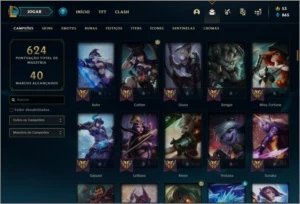 Conta platina 2 com TODOS os champs e 146 skins - League of Legends LOL