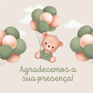 Adesivos de Ursinho com Balões para Chá de Bebê - Artesanato e Personalizados