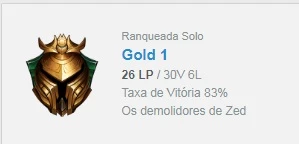 Conta Gold 1 (80% win rate). - League of Legends LOL