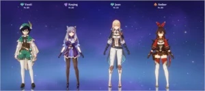 Genshin Impact Venti, Keqing, Jean + 2 Atlas Celestial AR46