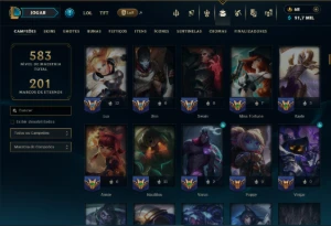 Ouro 2 com TODOS os Champs e 267 Skins +3 Prestigios - League of Legends LOL