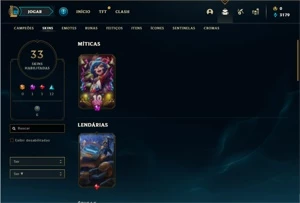 Conta Bronze 2 com 82 Champs e 33 Skins - League of Legends LOL