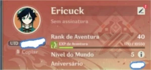 Conta AR40 com 4 personagens 5 estrelas - Genshin Impact