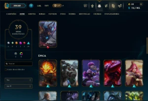 Prata 3 com 100 Champs e 39 Skins - League of Legends LOL