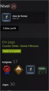 Conta steam de cs 8 anos com 4 medalhas