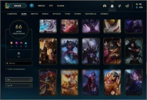 Conta unranked com 105 champs e 66 skins - League of Legends LOL