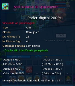 Conta Ladmo bem adiantada com iten  AOX - Digimon Masters Online