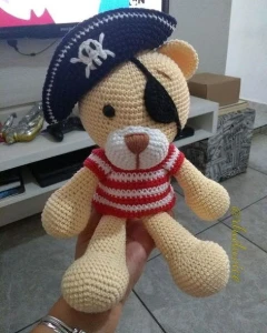 Urso Pirata da Artesanato Flor de Lis - Artesanato e Personalizados