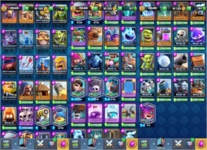 CLASH ROYALE NÍVEL 13 COM 56 CARTAS FULL 16 SKINS 64 EMOTES
