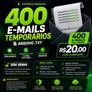 Lista 400 E-mails Temporários (Sem Senha) - Emails