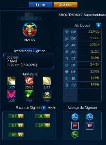Conta Endgame Com Rank U E Ultimos Acessorios Do Game - Digimon Masters Online DMO