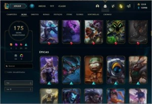 Conta League of Legends Platina todos os campeoes 175 skins LOL