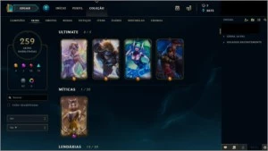2 Contas LoL (Ouro IV com 259 Skins + Conta Diamante IV) - League of Legends