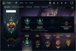 Conta platina 1 / platina 4 com 15 skins e 43 champs - League of Legends LOL
