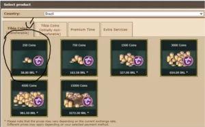 Vendo conta com 500 tibia coins