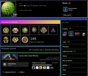conta global 1028 wins com 9 medalhas, 4,459 horas de jogo - Outros