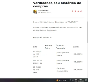 Conta Valorant R$950,00 já gasto