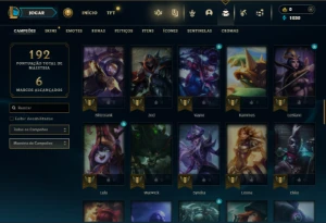 Prata 1 com 80 Champs e 17 Skins + 5 Fragmentos - League of Legends LOL