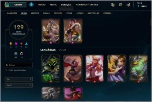 conta diamante 4 lvl 290 full champ 133 skins 20k de ip - League of Legends LOL