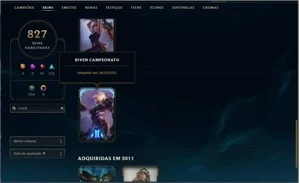 CONTA LOL, TODAS AS VITORIOSAS(MENOS JARVAN) 840 SKINS - League of Legends