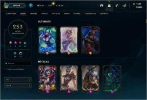 CONTA LOL GOLD 1, 253 SKINS - 2 PRESTÍGIOS + 58K EA - League of Legends