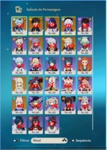 conta ar 56 com várias armas e personagens 5* - Genshin Impact