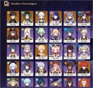 Conta Genshin AR 57 / 8 personagens 5* / 5 armas 5* - Genshin Impact