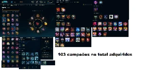 Conta de lol upada a mão ouro 4 nivel 94, 20 skins e + - League of Legends
