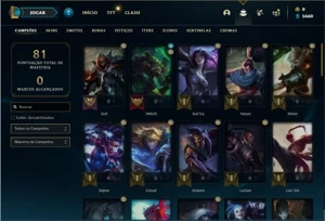 Conta diamante 2 com 56 Champs e 15 Skins + 4 Fragmentos - League of Legends LOL