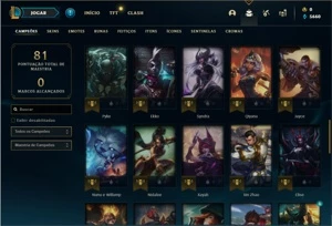 Conta diamante 2 com 56 Champs e 15 Skins + 4 Fragmentos - League of Legends LOL