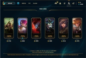 Conta ouro 2 com 31 Champs e 2 Skins + 14 Fragmentos de Skin - League of Legends LOL