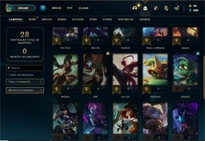 Conta ouro 4 com 26 Champs e 3 Skins + 2 Fragmentos - League of Legends LOL
