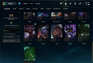Conta ouro 4 com 26 Champs e 3 Skins + 2 Fragmentos - League of Legends LOL