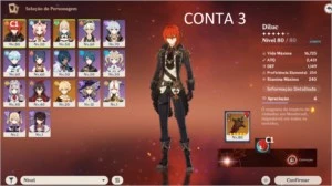 VENDO 5 ⭐ DILUC C1 + TÚMULO DO LOBO + JEAN - Genshin Impact