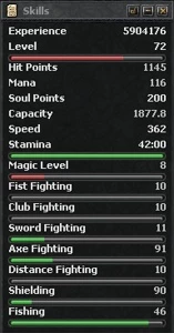 CHAR EK LVL 72 - SKILL 91 - OLDERS ONLINE OT TIBIA